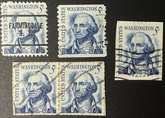 USA Postage Washington 5 Cents Stamps Precancel Farmingdale NY
