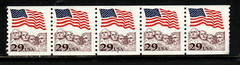 Stamp USA 29¢ Flag/Mount Rushmore – Plate #9 Coil Strip of 5 MNH stamps SC#2523