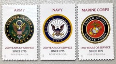US Stamps Scott # 6003-05 250th Anniversity of Army, Navy & Marine Corp MNH