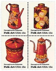 FOLK PENNSYLVANIA TOLEWARE–Block of 4 Collectible Unused 1979 Stamps-FREE SHIP