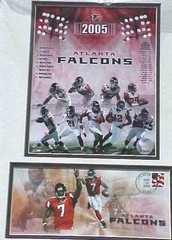 Atlanta Falcons 2005 First Day Issue Stamp with Team Photo Double Mounted