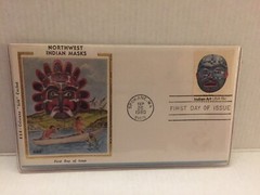 1980 Two Northwest Masks First Day of Issue Indian Art Stamps
