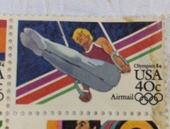 4 USA AIR MAIL STAMPS * OLYMPICS 1984 * 40 CENT (BLOCK OF 4) UNUSED & UNGRADED