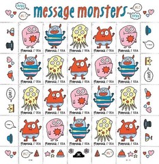 2021 USPS «Message Monsters» Forever Stamps Sheet of 20 One Ounce Postage