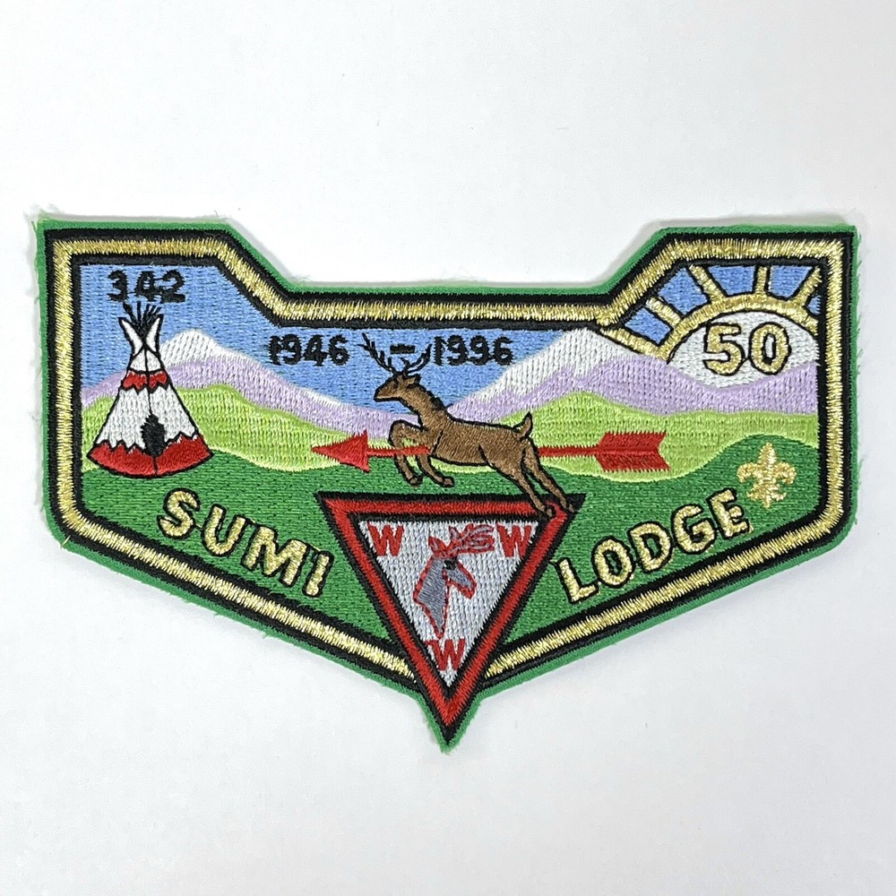 Sumi Lodge #342 1946-1996 Flap Patch 50th Year BSA Boy Scouts OA ▪ Embroidered