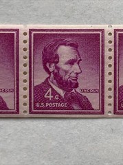 1958 Abraham Lincoln Strip of 5 Stamps with Mounts MNH