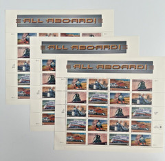 Scott #3333 All Aboard Rail Trains 33¢ Postage – 3 Sheets = 60 Stamps FV$19.80