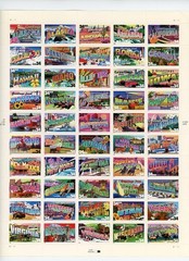 «Greetings From America» 2002 sheet of 50 US Stamps, one design for each state