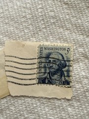 Vintage George Washington Blue 5 Cent Stamp (21)
