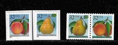 USA SC# 2488b and 2493-2494 Peach And Pear. MNH