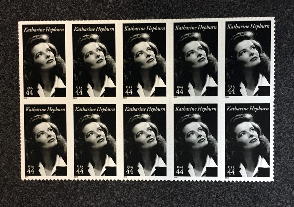 2010USA #4461 44c Katharine Hepburn – Legends Hollywood – Block of 10 From Sheet
