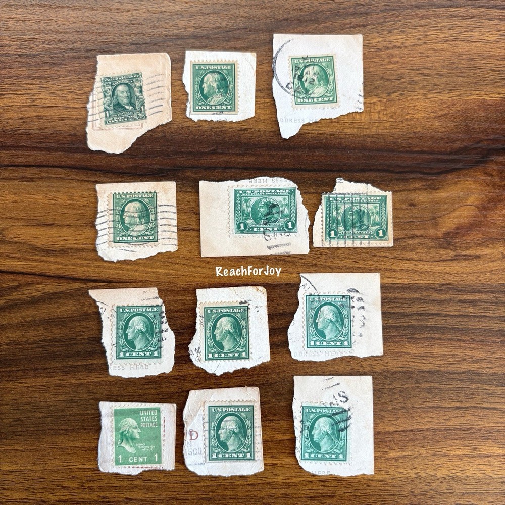USPS Post Stamp Lot Of 12 Green George Washington Benjamin Franklin Balboa