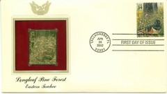 First Day Of Issue Apr 26 02 Tallahassee FL 22kt Gold Replica Eastern Towhee