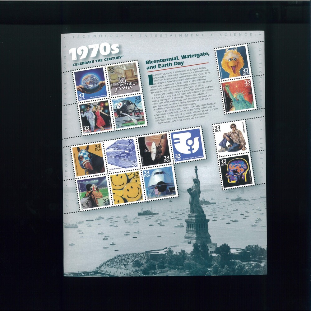 United States 1970’s Celebrate The Century Postage Stamps #3189 MNH Full Sheet