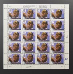 US SCOTT 2982 LOUIS ARMSTRONG PANE OF 20 STAMPS 32 CENTS FACE MNH