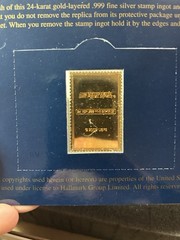 2002 USPS Gold Plated Silver Stamp 24EGP .999 Fine Silver Bar