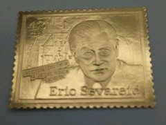Gold Foil Us Postage Stamp Eric Sevarid American Journalist Reporting From Paris