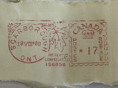 STAMP Scarborough Ontario Canada Meter Stamp 1980