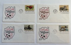 1972 Wildlife Conservation US Postage Stamp FDCs, Artopages Cachets, 1464 – 1467