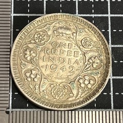 British India 1942 1 Rupee Silver Coin George VI KING EMPEROR Rose Wreath