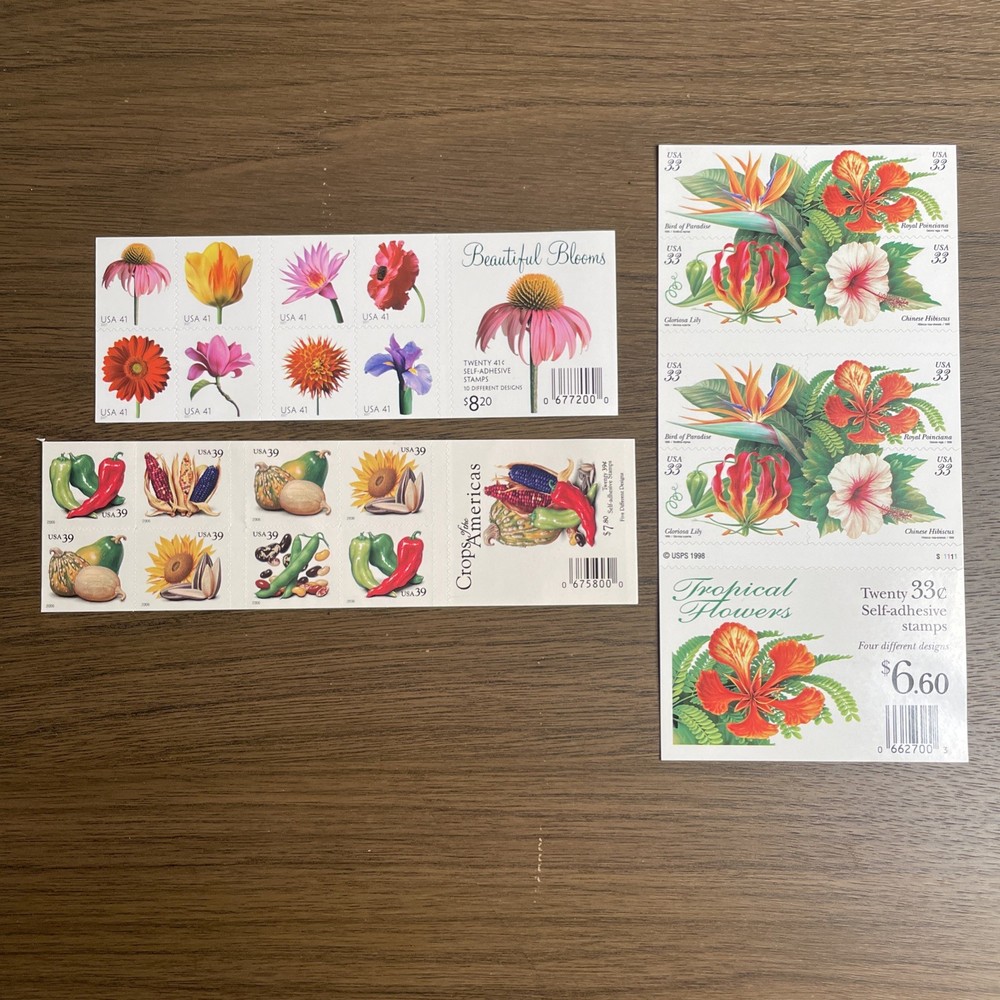 Vintage Tropical Flowers Beautiful Blooms and Crops of the Americas Stamps lot