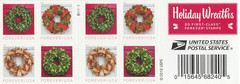 2019 USA #5424-27b Forever Holiday Wreaths – Booklet of 20 Christmas Postage