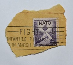 3 Cent NATO Stamp WWII North Atlantic Treaty Error Fight Paralysis Canceled Rare