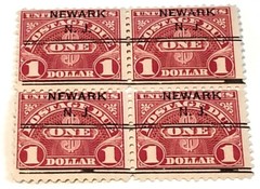 1930 $1 US Postage Due Block of 4 Stamps Rare