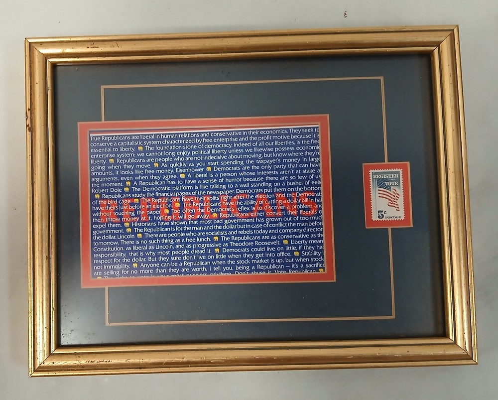 REPUBLICANS Self Definition, Register & Vote US 5 Cent Stamp – Framed