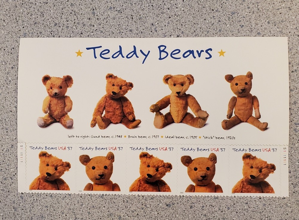 5 37 cent Teddy bear stamps