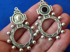St PADRE PIO Finger Rosary 1 Decade Silver Metal Healing Pocket Rosary Stigmata