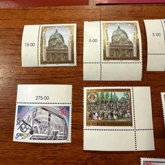 Austria travel souvenir set unused stamps harp concert card