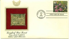 First Day Of Issue Apr 26 2002 Tallahassee FL 22kt Gold Replica Orchid & Skimmer