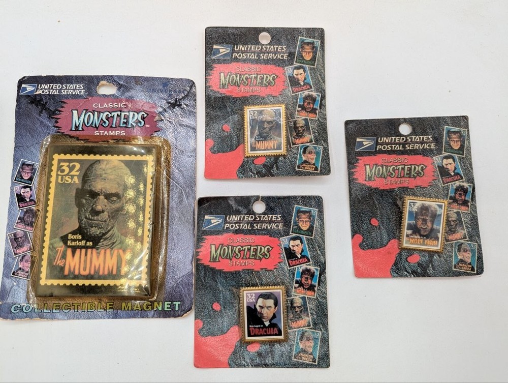 Vintage United States Postal Service Stamps Classic Monsters Series Lot 4 LV29