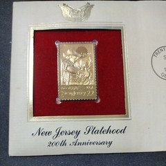 New Jersey Statehood 1987 FIRST DAY ISSUE 22 CENT STAMP GOLD 200th Anniversary
