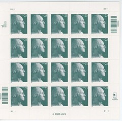 US SCOTT 3468A BOOKLET OF 20 GEORGE WASHINGTON 23 CENT STAMPS MNH