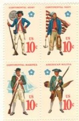 Continental Army, Navy, Marines-Block of 4 Collectible 1975 Stamps-FREE SHIPPING