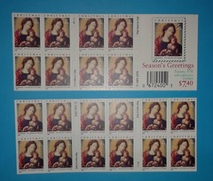 Two Booklets x 20 = 40 of MADONNA & CHILD by Gossaert 37¢ US Stamps. USA # 3820a