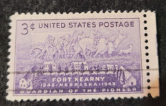 # 970 – 1948 3c Fort Kearny Centenary Nebraska ~ USA Used Stamp +2 FREE