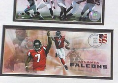 Atlanta Falcons 2005 First Day Issue Stamp with Team Photo Double Mounted