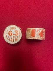 RARE 1518 6.3CENT STAMPS 500 STAMP COIL ROLL ORIGINAL WRAPPING