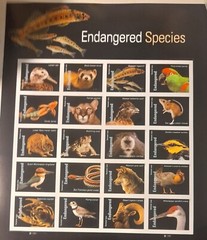 (5) USPS Endangered Species Sheet of 20 Forever Stamps 100 Stamps Value 78.00