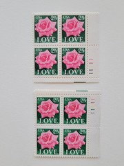 1988 Love Pink Rose 25c Block of 4*2 Sc #2378 MNH