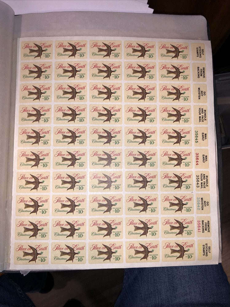 Scott # 1552 10 Cent Christmas Dove of Peace Mint Sheet U.S. Postage Stamp