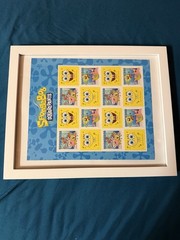 White Framed USPS Sponge Bob Full Sheets of 16 Forever Stamps Great Collecting