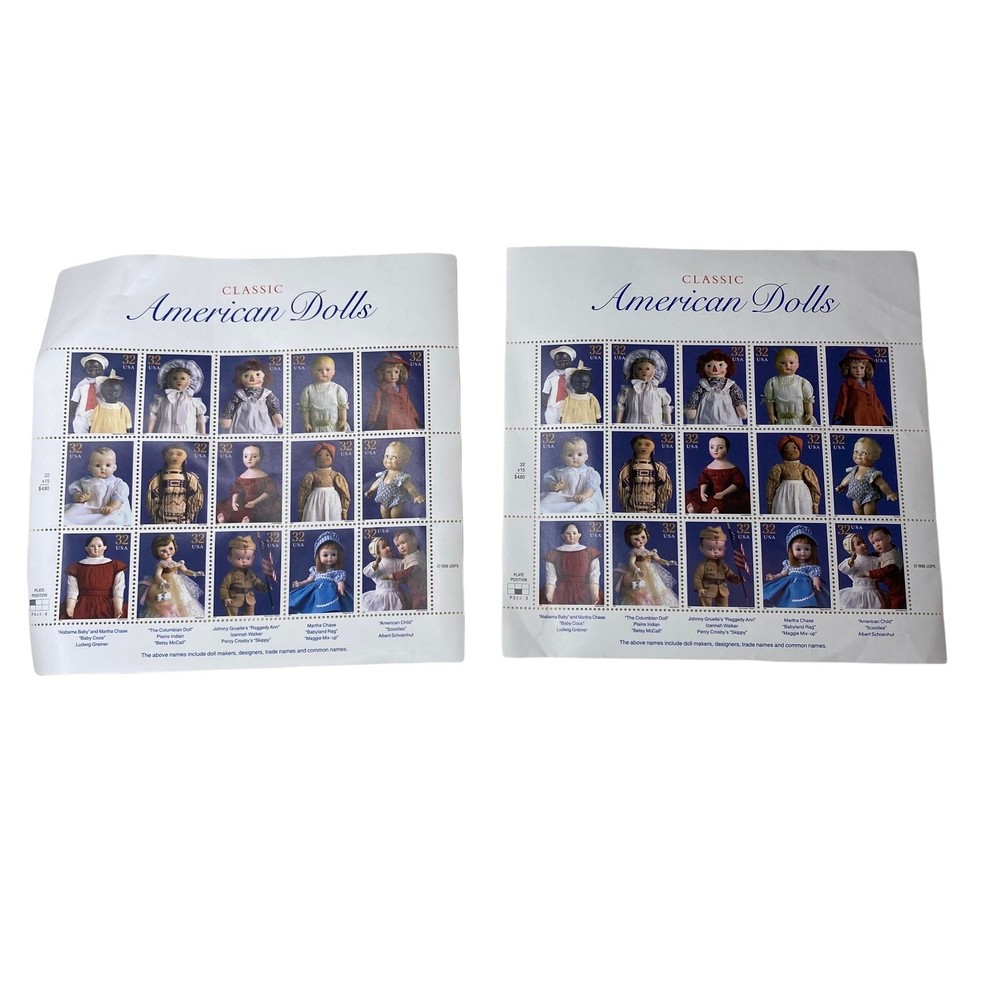 Classic American Dolls Sheets of 15 32¢ Stamps # 3151 Brand New 2 Sheets