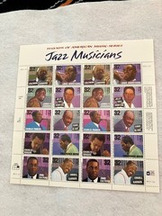 USPS POSTAGE Legends Of American JAZZ MUSICIANS STAMPS Page SHEET OF 20 UNUSED