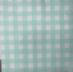 TWO Paper Beverage Decoupage Craft Napkins Easter Checker Pastel Mint Green 5”