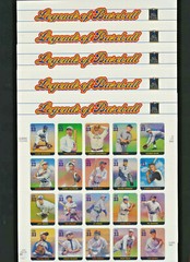 Baseball Legends Lot of FIVE Mint NH Full Sheets. USA #3408 a-t Issued in 2000