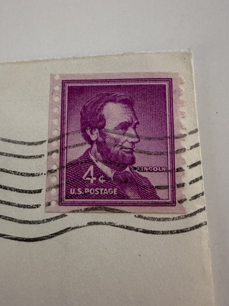Stamp Used Ungraded Lincoln 4 Cent Purple on Envelope